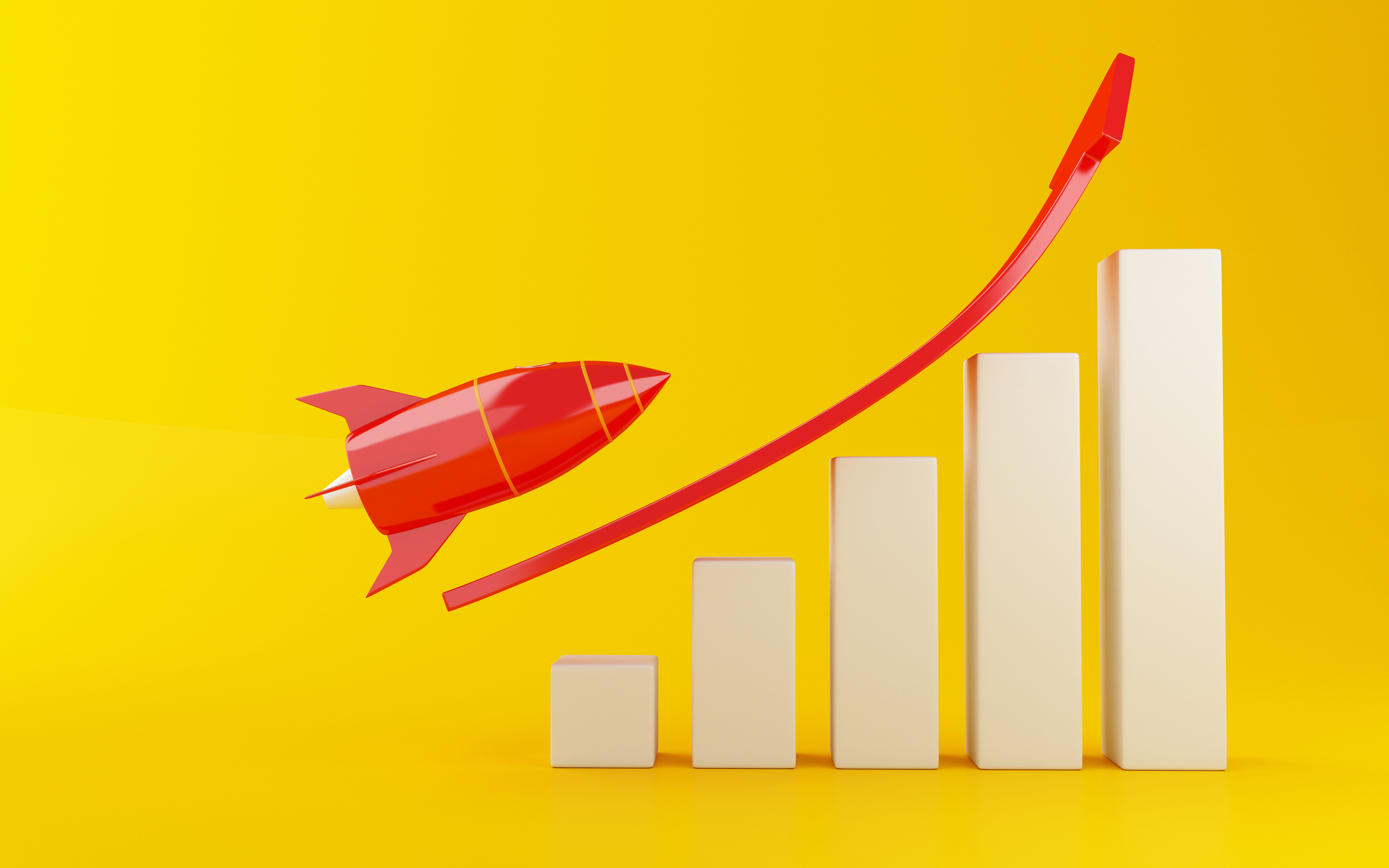 3D Rocket Aiming for the Top of Bar Graph